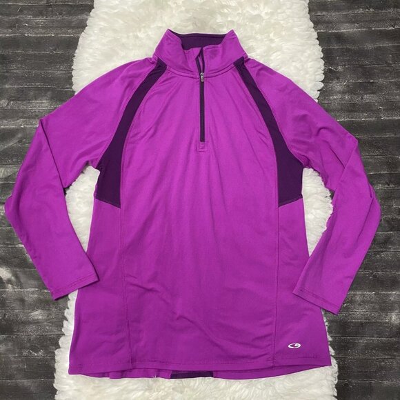 CHAMPION C9 PURPLE COLORBLOCK QUARTER ZIP LONG SLEEVE GYM ACTIVE RUNNING OUTDOOR - Picture 1 of 6